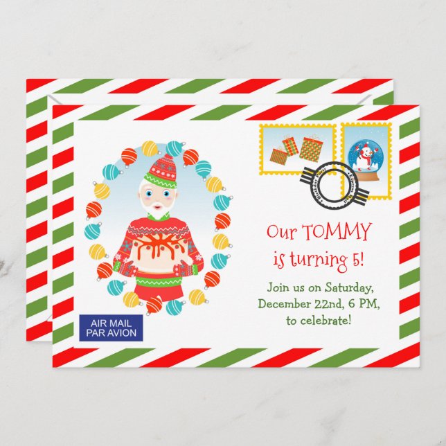 North Pole Express Cake Delivery Party Invitation (Front/Back)