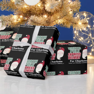 North Pole Express Delivery Personalised Santa Wrapping Paper