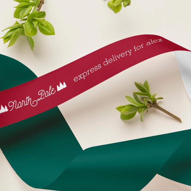North Pole Express Delivery w/ Name | Christmas Satin Ribbon (Creator Uploaded)
