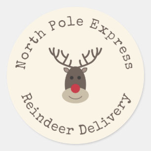 North Pole Express Reindeer Delivery Christmas Classic Round Sticker