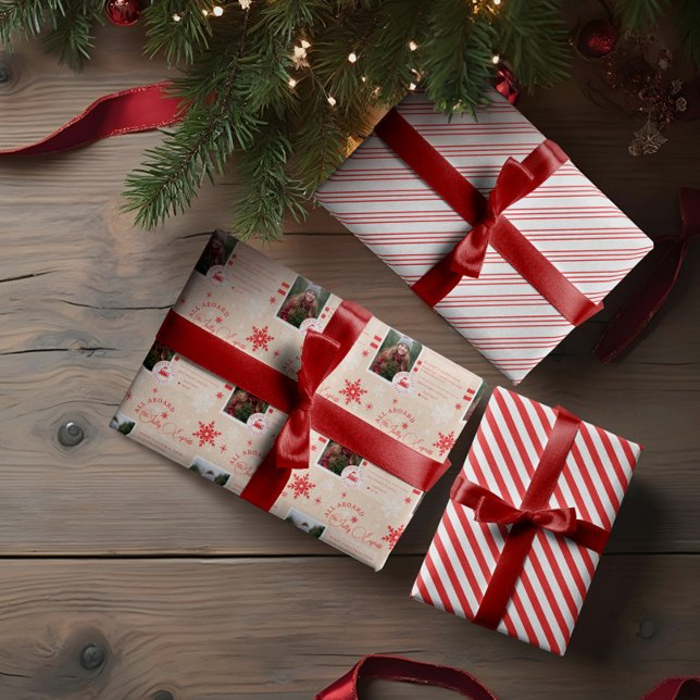 North Pole Express Train Ticket Christmas Photo Wrapping Paper Sheet (North Pole Express Train Ticket Christmas Photo Wrapping Paper Sheets)