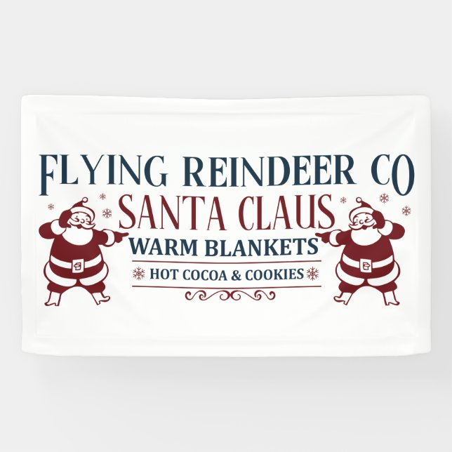 North Pole Flying reindeer Company Christmas Banner (Horizontal)