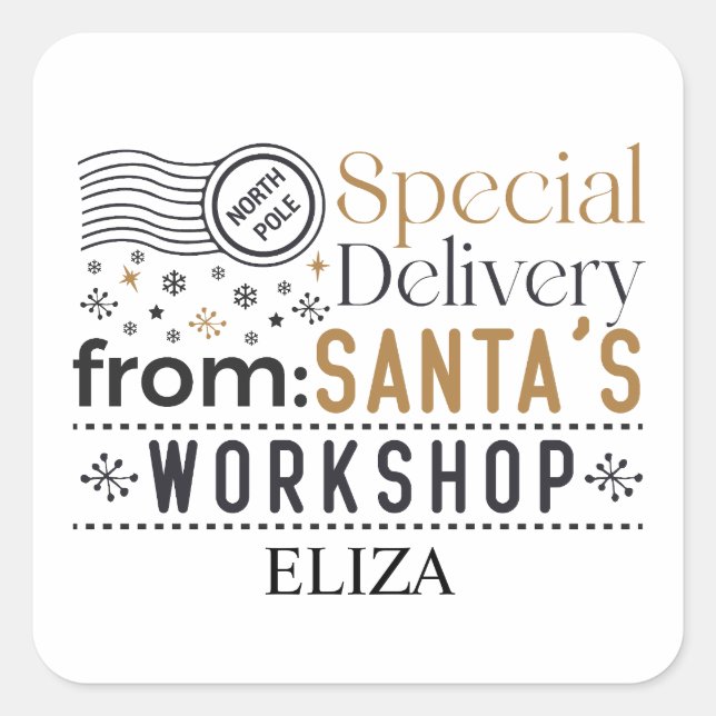 North-Pole from Santa's Workshop Delivery  Square Sticker (Front)
