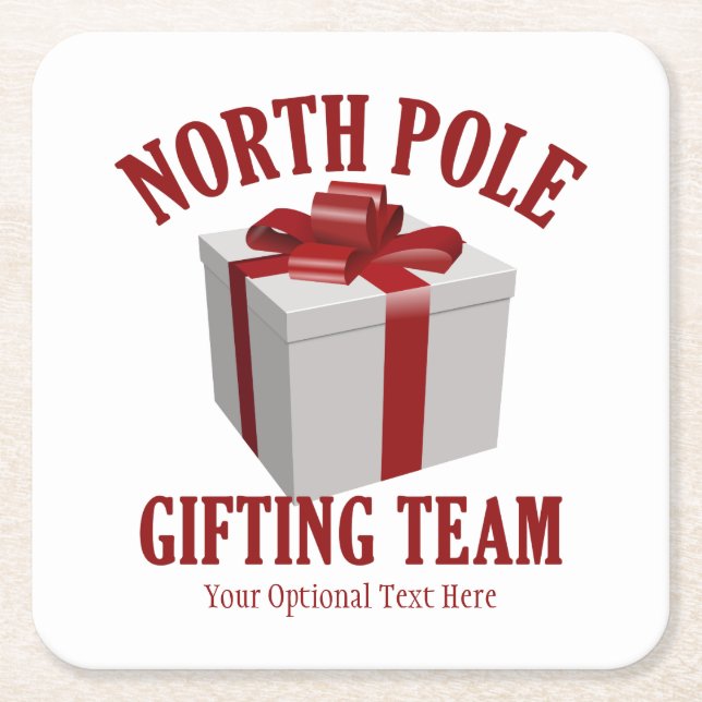 North Pole Gifting Team custom coasters (Front)