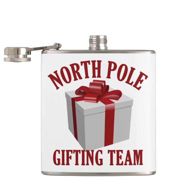 North Pole Gifting Team custom name flask (Opened)