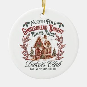 North Pole Gingerbread Barely Always fresh bakers Ceramic Ornament