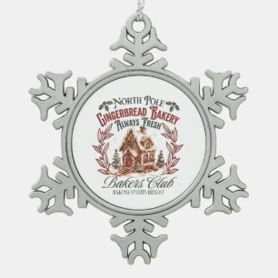 North Pole Gingerbread Barely Always fresh bakers Snowflake Pewter Christmas Ornament