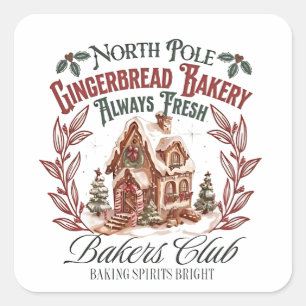 North Pole Gingerbread Barely Always fresh bakers Square Sticker
