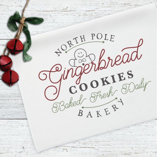 North Pole Gingerbread Cookie Holiday Christmas Tea Towel (Creator Uploaded)