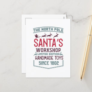 North Pole handmade toys Holiday Postcard