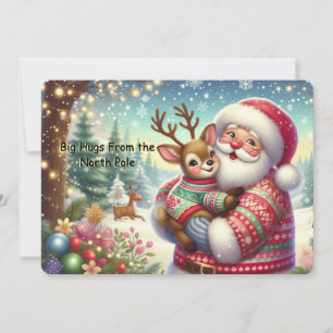 North Pole Holiday Greeting  Santa & Reindeer Card