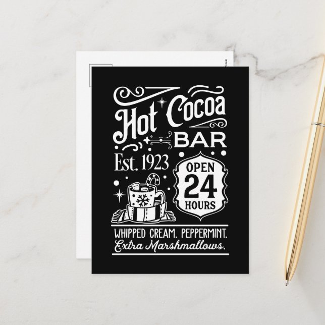 North Pole hot cocoa bar  Holiday Postcard (Front/Back In Situ)