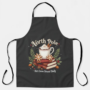 North Pole Hot Cocoa Served Daily Christmas  Apron
