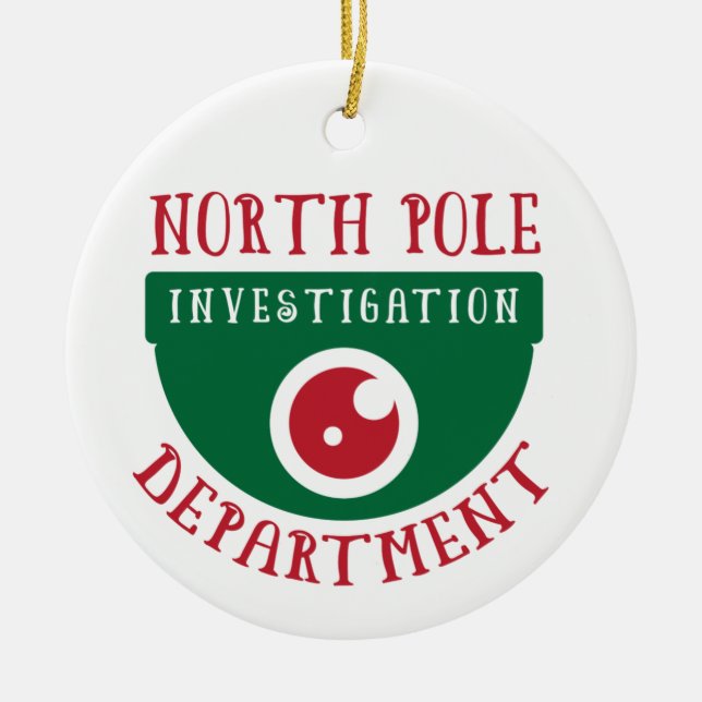 North Pole Investigation Department Christmas Ceramic Ornament (Front)