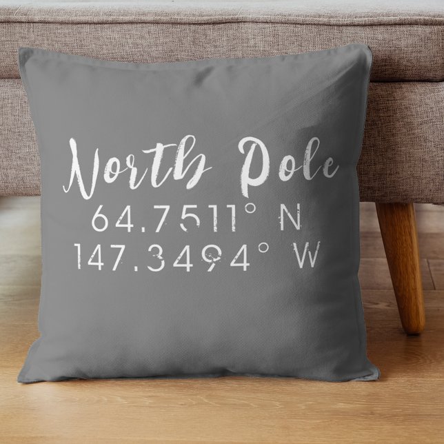 North Pole Longitude Latitude Grey and White Cushion (Creator Uploaded)