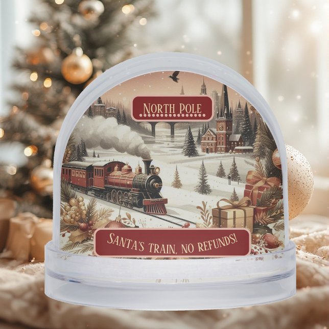 North Pole Magic Christmas Santas Train No Refunds Snowglobe (North Pole Magic Christmas Santas Train No Refunds Snow Globe)
