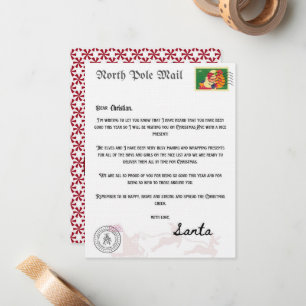 North Pole Mail Letter From Santa Claus Custom Card