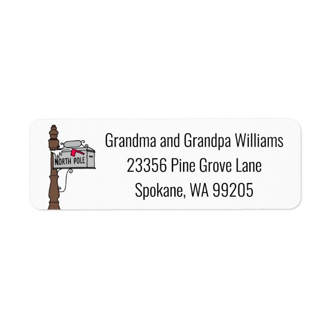 North Pole Mailbox Return Address Label (Front)