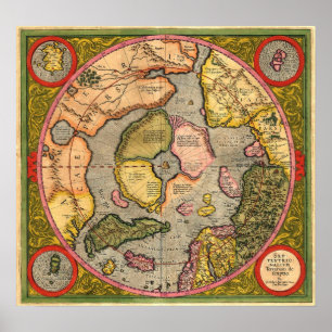 North Pole Map by Mercator Poster