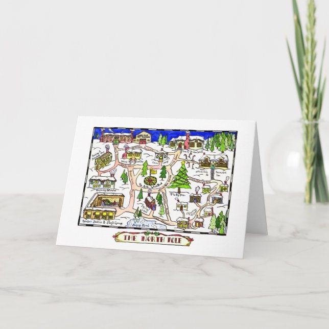 North Pole Map Christmas Card (Front)