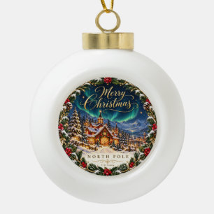 North Pole Merry Christmas Ceramic Bauble Ceramic Ball Christmas Ornament