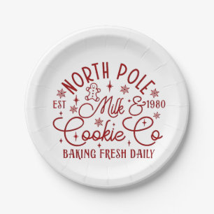 North Pole Milk and Cookie Baked Fresh Daily Since Paper Plate