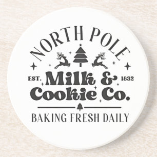 North Pole Milk and Cookies Baking Fresh daily Coaster