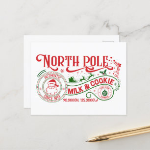North Pole Milk cookie company Christmas  Holiday Postcard