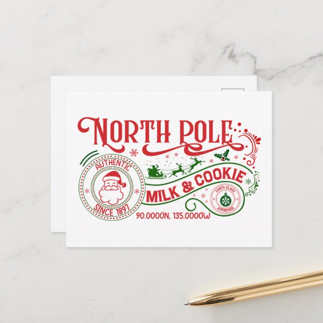North Pole Milk cookie company Christmas  Holiday Postcard (Front/Back In Situ)
