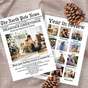 North Pole News Christmas Newspaper Personalised Holiday Card