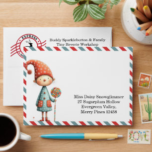 North Pole party Magic Enchanted Elf Envelope