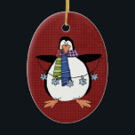North Pole Penguin Ceramic Christmas Ornament<br><div class="desc">Text can be added to this ornament to make a personalised holiday gift. If you need help,  just click on the contact link above to send the designer a personal detailed message.</div>