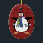 North Pole Penguin Ceramic Christmas Ornament<br><div class="desc">Text can be added to this ornament to make a personalised holiday gift. If you need help,  just click on the contact link above to send the designer a personal detailed message.</div>