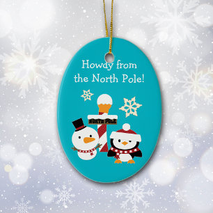 North Pole Personalised Kids Christmas Ceramic Tree Decoration