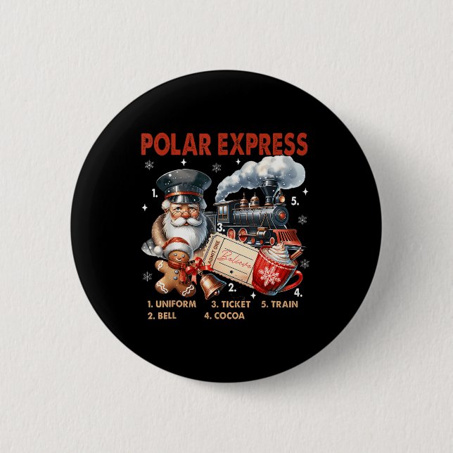 North Pole Polar Express All Abroad Believe Train  6 Cm Round Badge (Front)