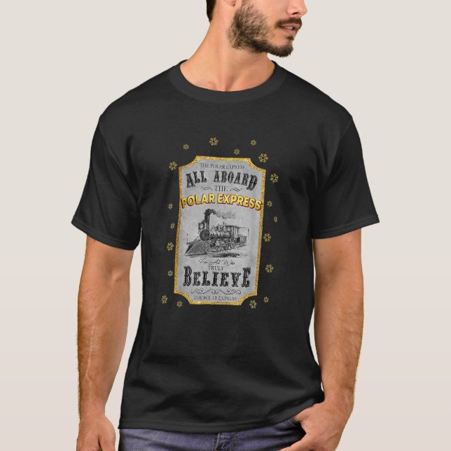 North Pole Polar Express Train Matching Christmas T-Shirt (Front)