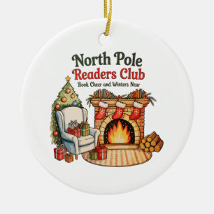 North Pole Readers Club Christmas Books Xmas Lover Ceramic Ornament