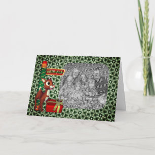 North Pole Reindeer Christmas Holiday Photo Card