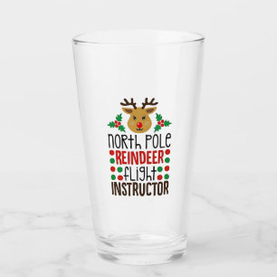 North Pole Reindeer Flight Instructor Christmas Glass