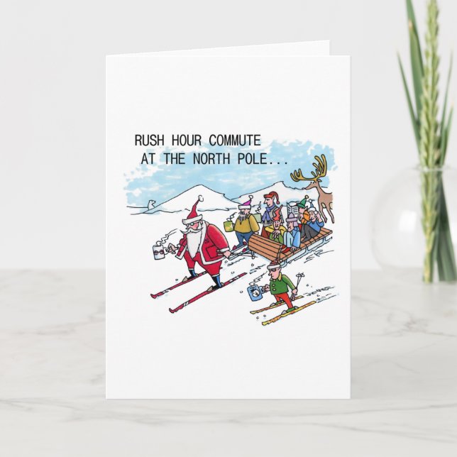 North Pole Rush Hour greeting card (Front)