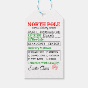 North Pole Santa Christmas Personalised  Gift Tags