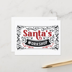 North Pole Santa's workshop Christmas Holiday Postcard
