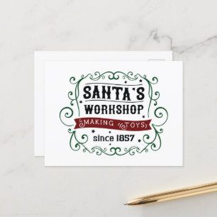 North Pole Santa's workshop Christmas  Holiday Postcard