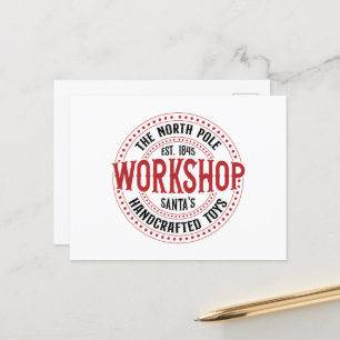 North Pole Santa's workshop Christmas  Holiday Postcard