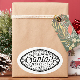 North Pole Santa's workshop  Oval Sticker