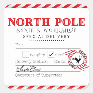 North Pole Santa's Workshop Shipping Label Gift