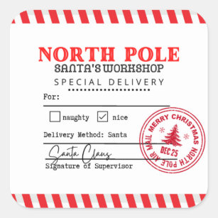 North Pole Santa's Workshop Shipping Label Sticker