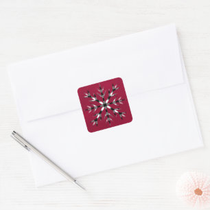 North Pole snow flake, black white buffalo plaid   Square Sticker