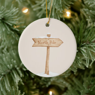 North Pole Snowball Christmas Ceramic Ornament