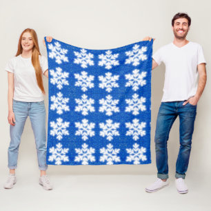 North Pole snowflakes and blue sparkle design Fleece Blanket